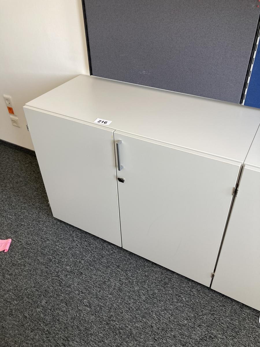 Aktenschrank, 2 Ordnerhöhen, Maße: ca. 100 x 45 x 80 cm